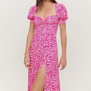 Reformation Pink Heart Lacey Midi Dress